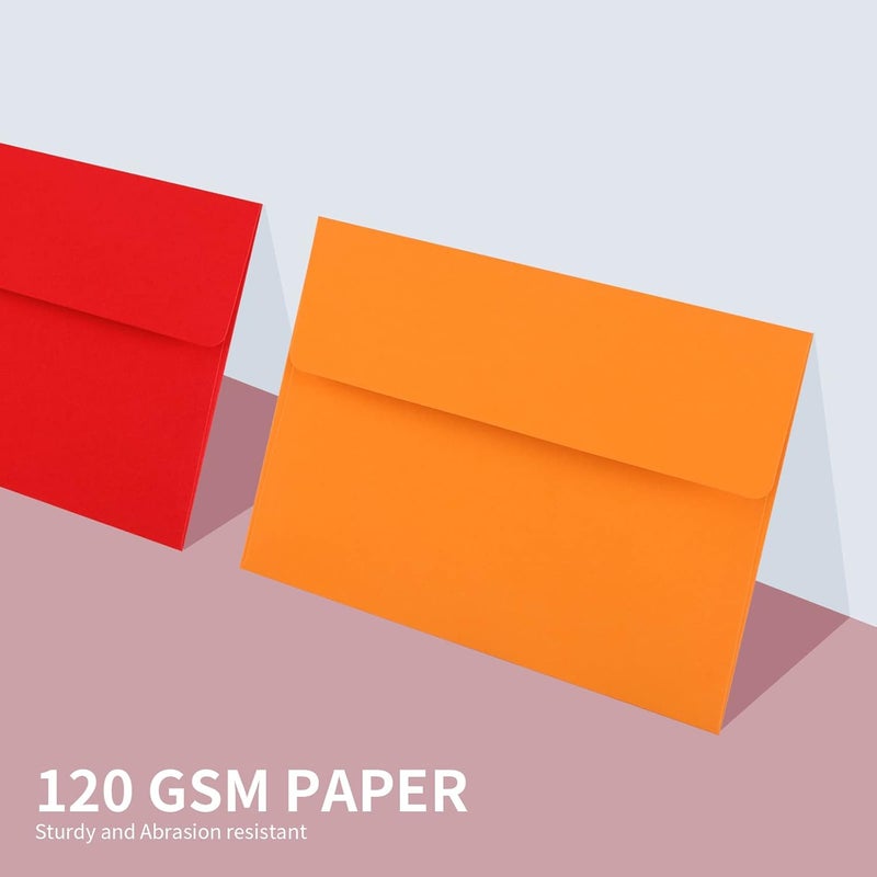 Granhoolm 100 pack 4x6 Envelopes,A6 Invitation Envelopes 6.5 x 4.75 For 4x6 Cards- Peel & Press,Ideal for Invitations,Weddings,Parties,Greeting Cards,Photos(colorful) - Image 2